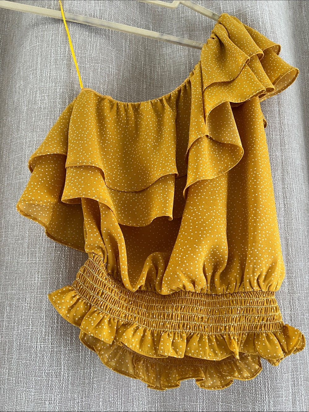 Sugar Mustard Yellow Ruffle One shoulder Top